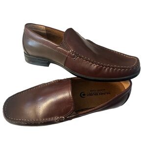 Nunn Bush Dark Brown Dual Comfort Memory Foam Slip On Stacked Heel Loafers